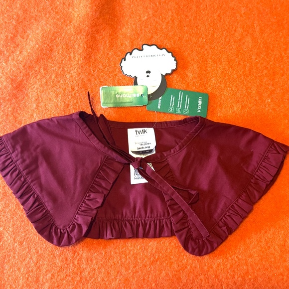 Burgundy Pierrot-style 100% organic cotton collar NWT - Picture 2 of 9